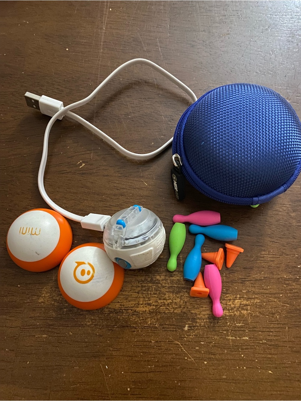 Orange & White Mini Sphero Ball Controller with Blue Carry Case